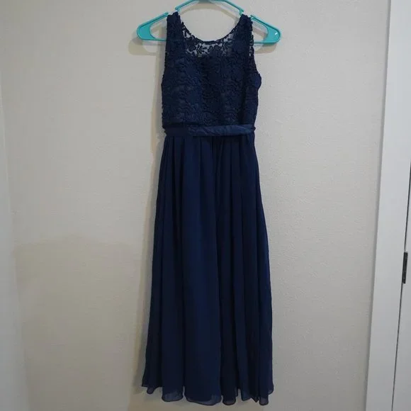 Girls (Juniors) Formal Blue Lace Dress - Size 12 - Picture 3 of 11